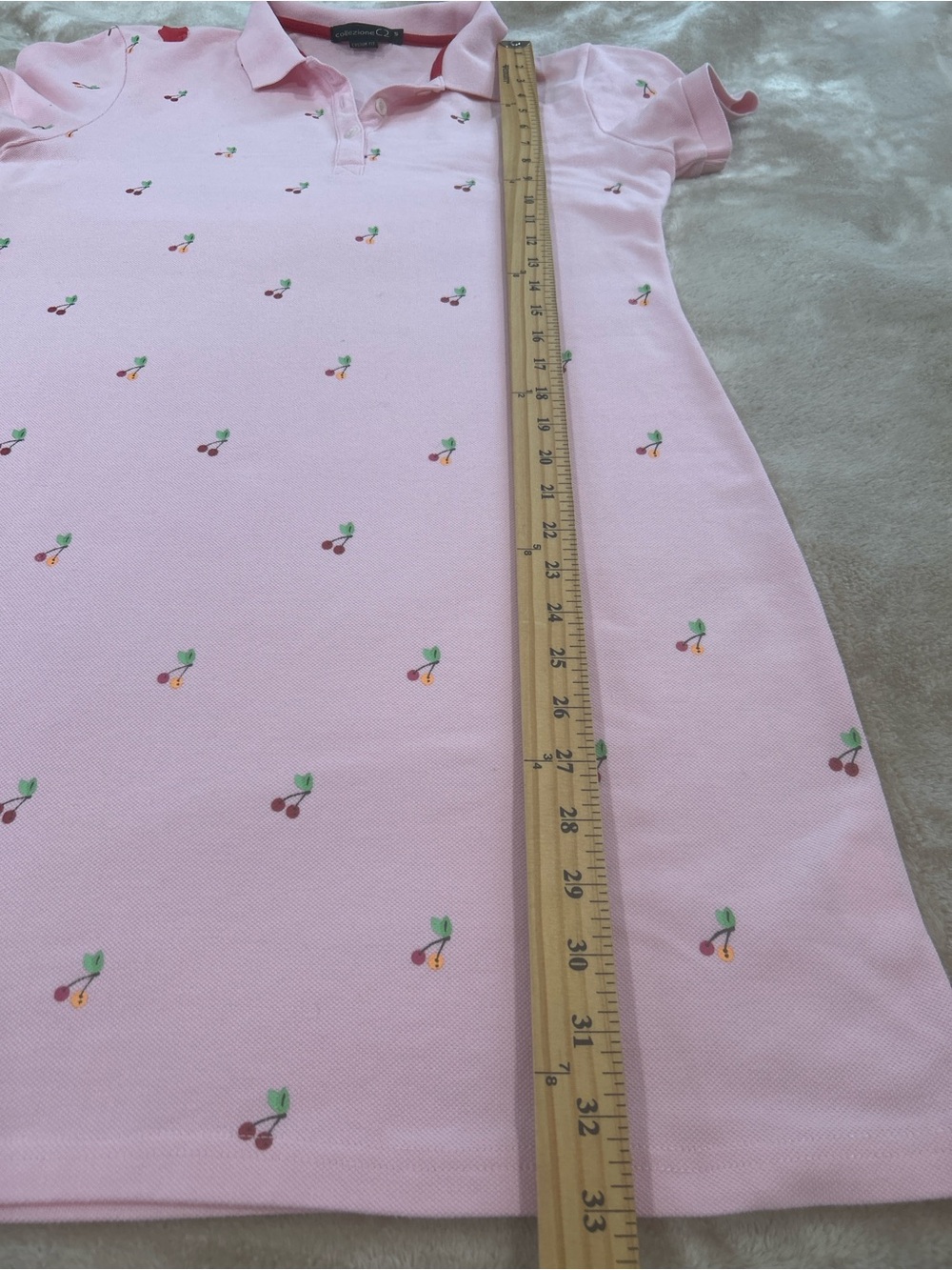 Collezione C2 Cherry Print Polo Dress Womens Small Pink Preppy tennis club retro - Picture 6 of 10